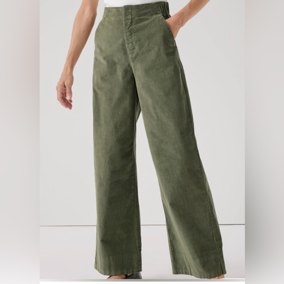 PACT Women’s Modern Corduroy Wide Leg High Waist Pant in Olive Green size small - Picture 6 of 7
